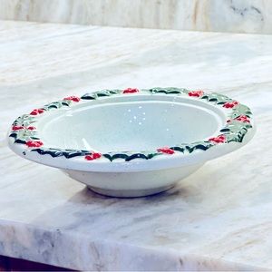 Christmas Holly & Berry Candy-Nut Dish / Bowl-7.5” Diameter